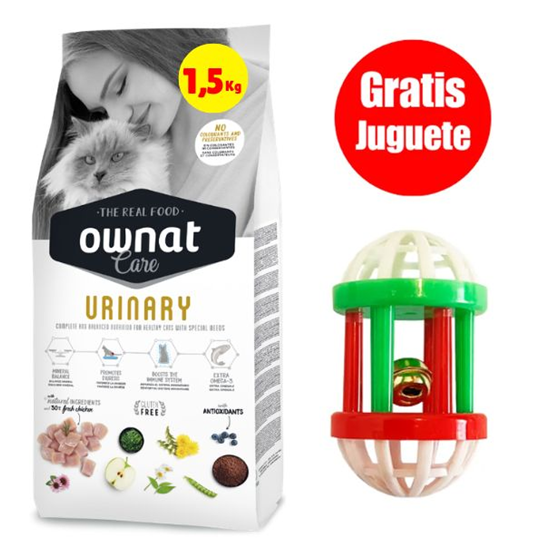 Gratis Juguete + Ownat Care Gato Urinary 1,5 Kg 1