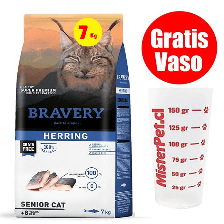 Gratis Vaso + Bravery Gato Senior 7 Kg 1