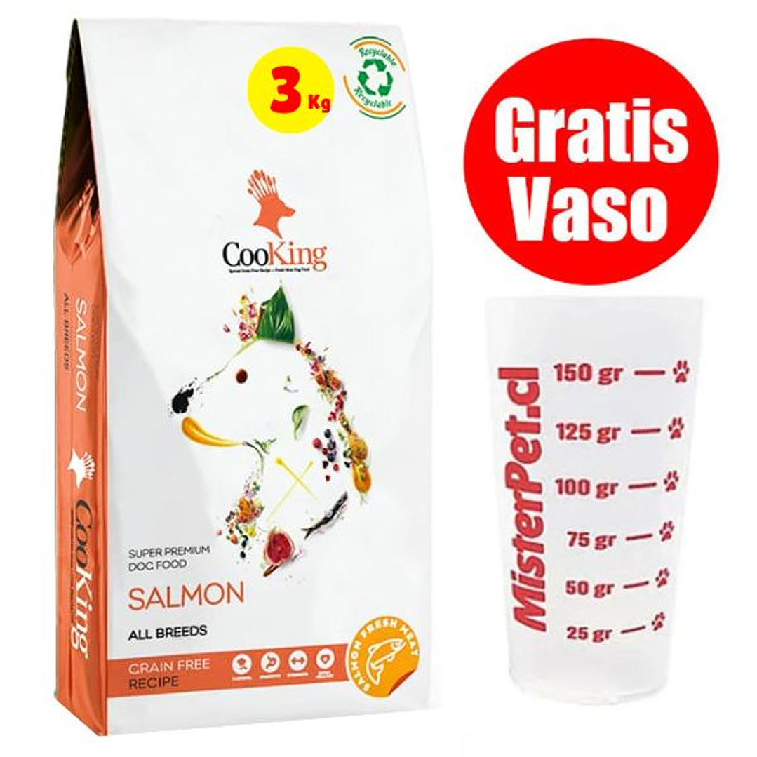 Gratis Vaso + Cooking Perro Adulto Pequeño Salmón 3 Kg 1