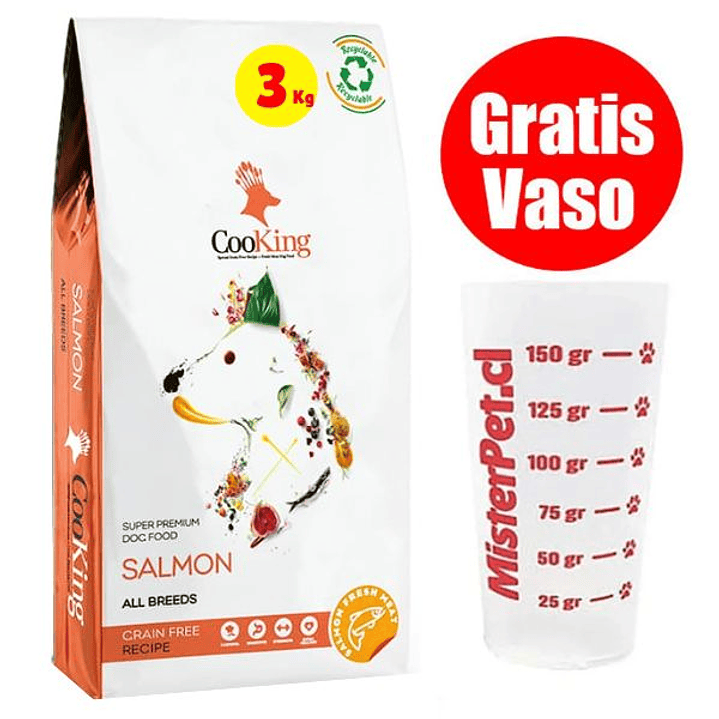 Gratis Vaso + Cooking Perro Adulto Pequeño Salmón 3 Kg 1