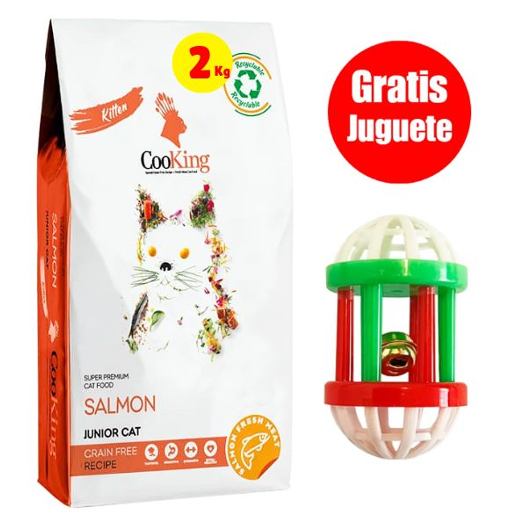 Gratis Cascabel + Cooking Gato Kitten Salmón 2 Kg 1