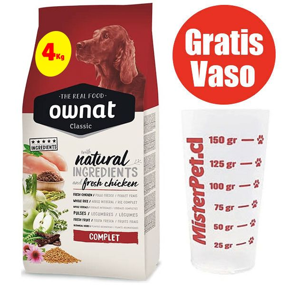 Gratis Vaso + Ownat Classic Complet Perro 4 kg 1