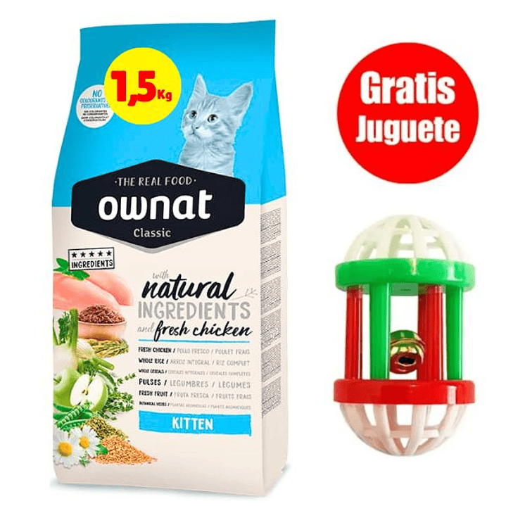 Gratis Juguete + Ownat Gato Kitten 1,5 Kg 1