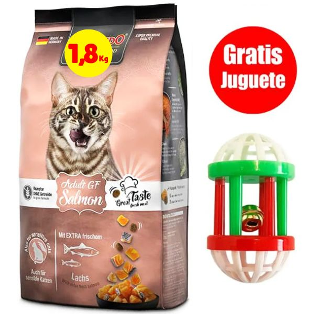 Gratis Juguete + Leonardo Gato Adulto Salmón Grain Free 1,8 Kg 1