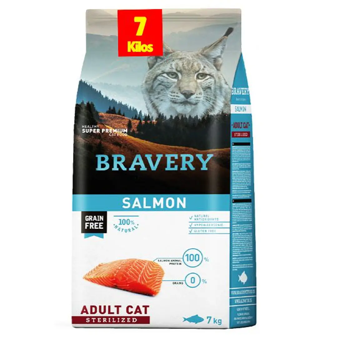 Bravery Gato Esterilizado Salmón 7 Kg 1