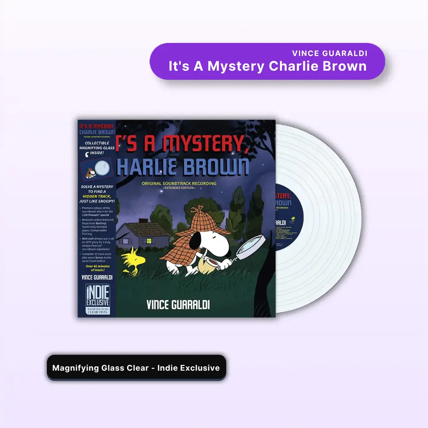 Vinilo Vince Guaraldi - It's A Mystery Charlie Brown (Magnifying Glass Clear, Indie Exclusive) (Preventa) 1
