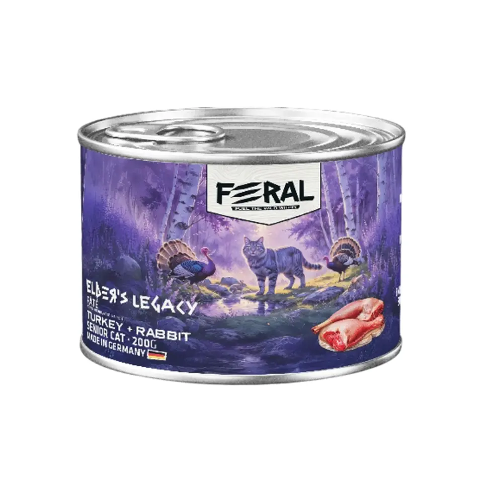 LATA FERAL CAT SENIOR PAVO & CONEJO (200 GR) 1