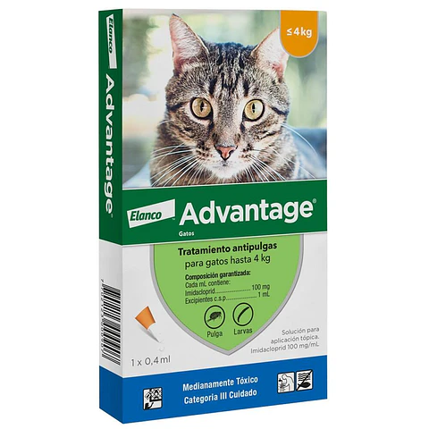 ADVANTAGE GATO HASTA 4 KG. PIPETA 0.4 ML