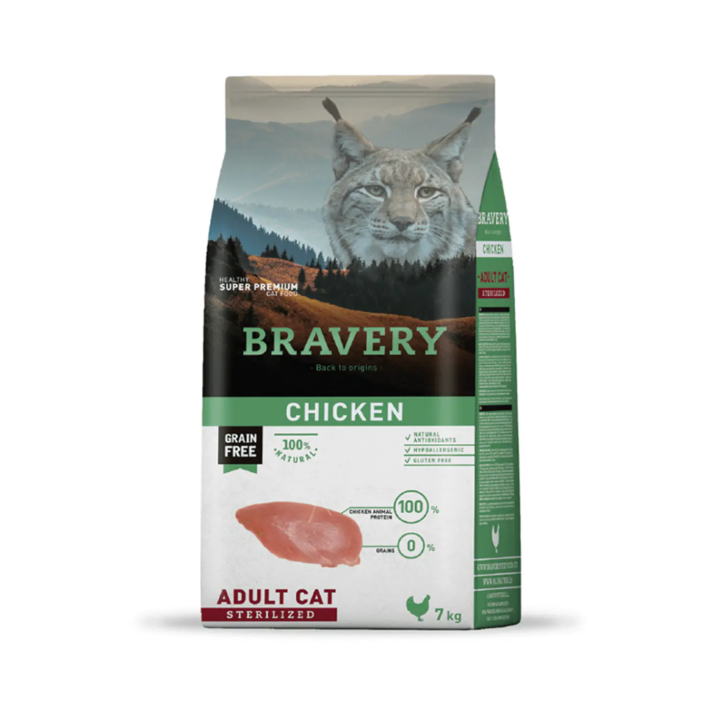 BRAVERY GATO ADULTO ESTERILIZADO POLLO 7 KG 1