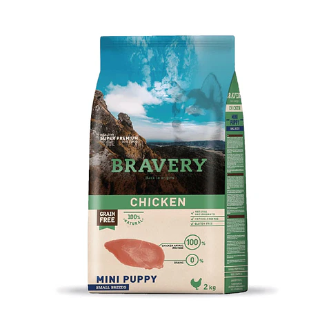 BRAVERY PERRO PUPPY RAZA PEQUEÑA POLLO 2 KG
