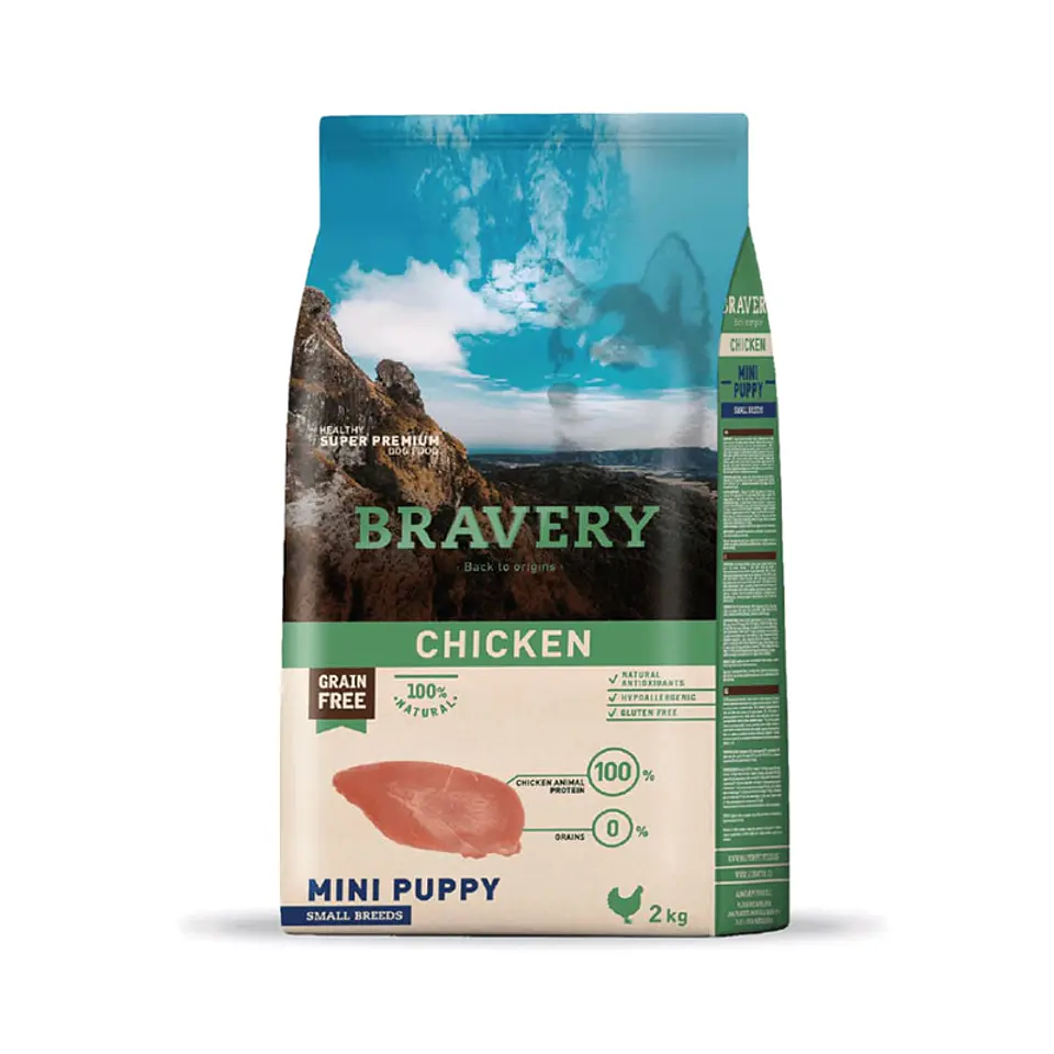 BRAVERY PERRO PUPPY RAZA PEQUEÑA POLLO 2 KG 1