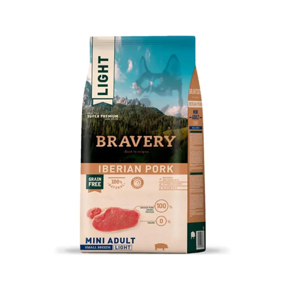 BRAVERY PERRO ADULTO RAZA PEQUEÑA LIGHT IBERIAN PORK 2KG 1