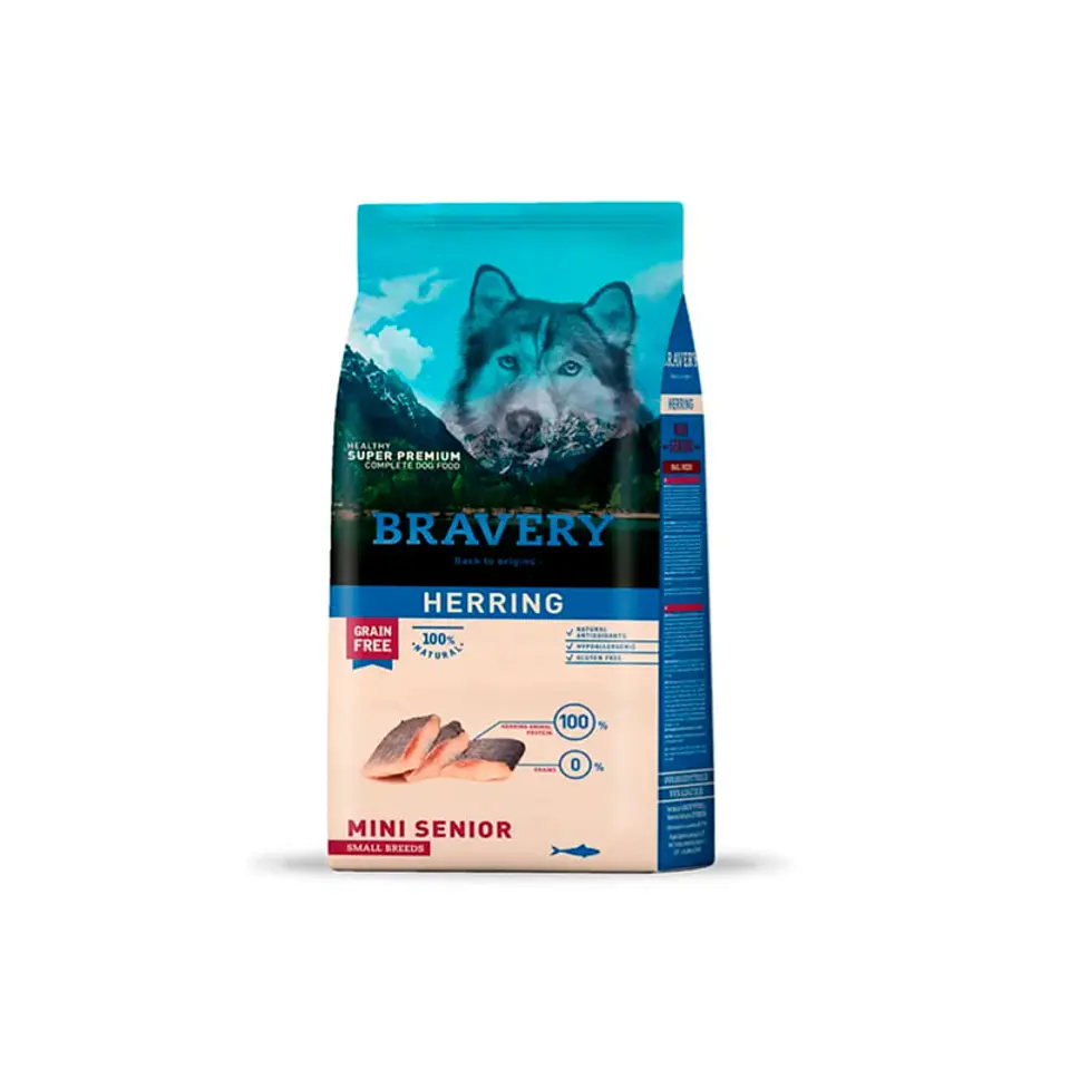 BRAVERY PERRO SENIOR RAZA PEQUEÑA HERRING 2KG 1