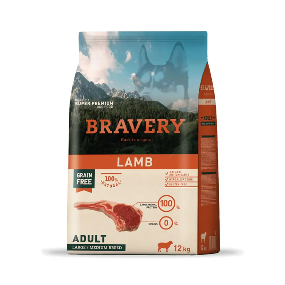 BRAVERY ADULTO RAZA MEDIANA GRANDE CORDERO 4 KG 1