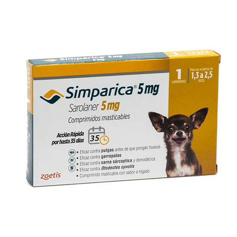 SIMPARICA 5MG X 1 COMP. (1.3KG A 2.5KG)