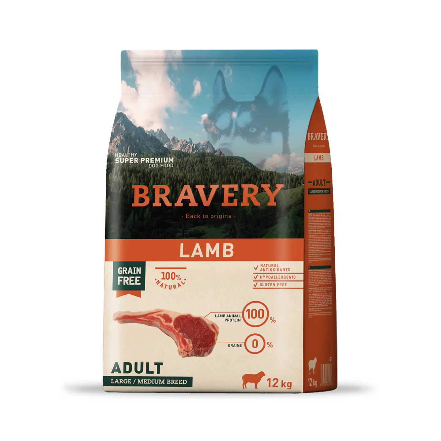 BRAVERY PERRO ADULTO RAZA MEDIANA GRANDE CORDERO 12 KG 1