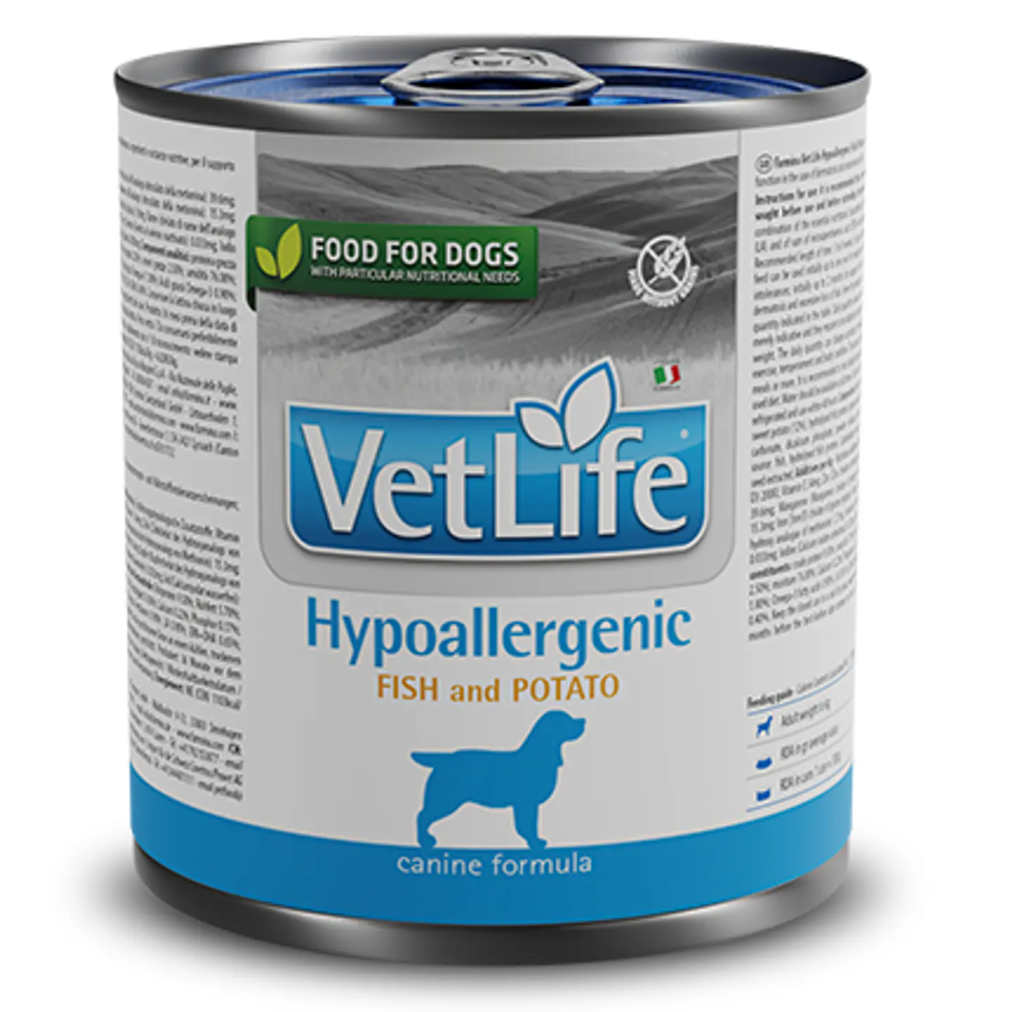 Vetlife Perro Lata Hipoalergénica Pescado y Papa 300 gr. 1