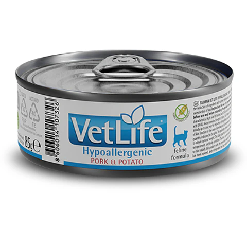 Vetlife Gato Lata Hypo Cerdo & Papa 85 gr.