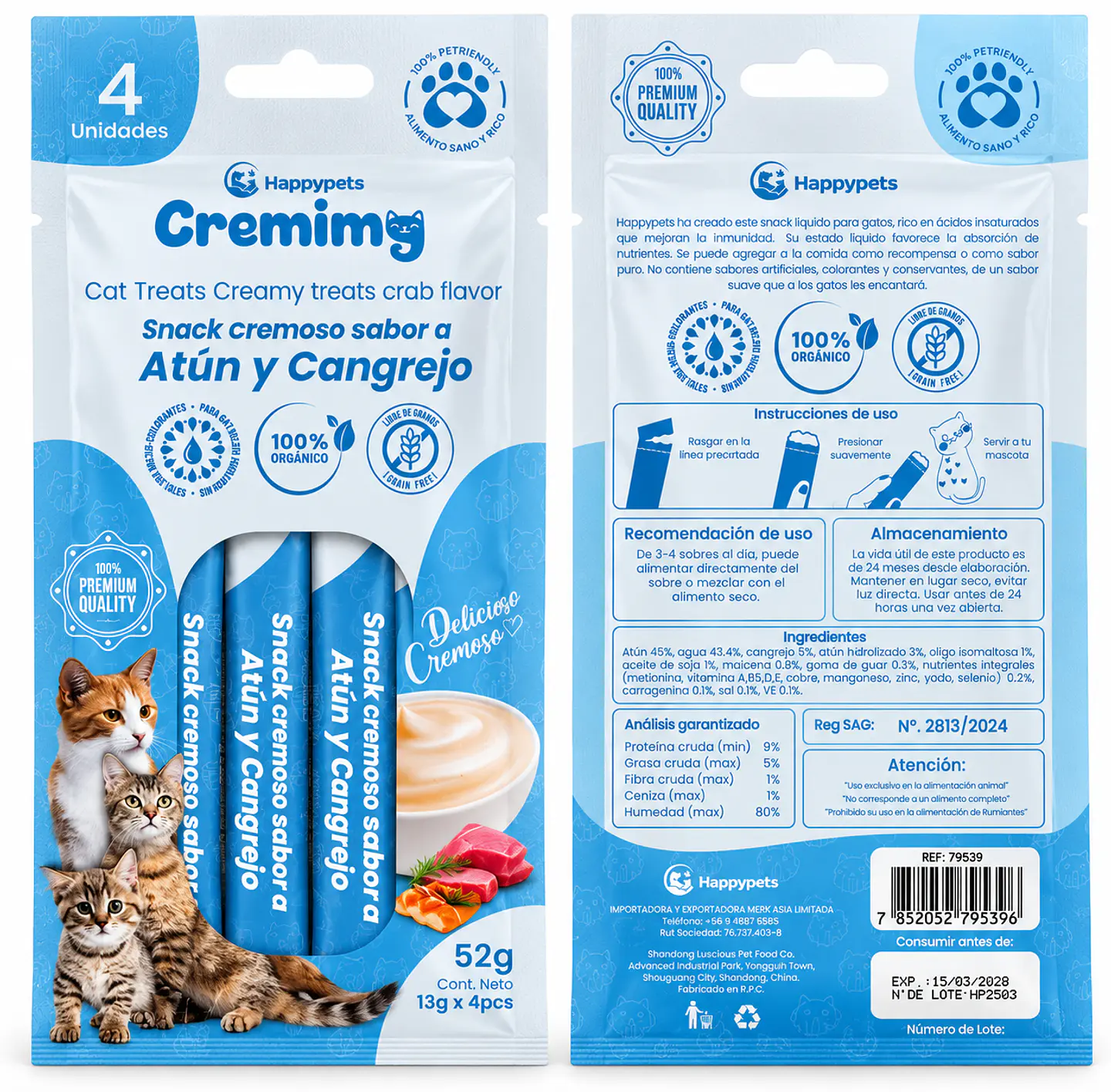 Snack Cremoso Atún y Cangrejo Sachet 4 unidades 1