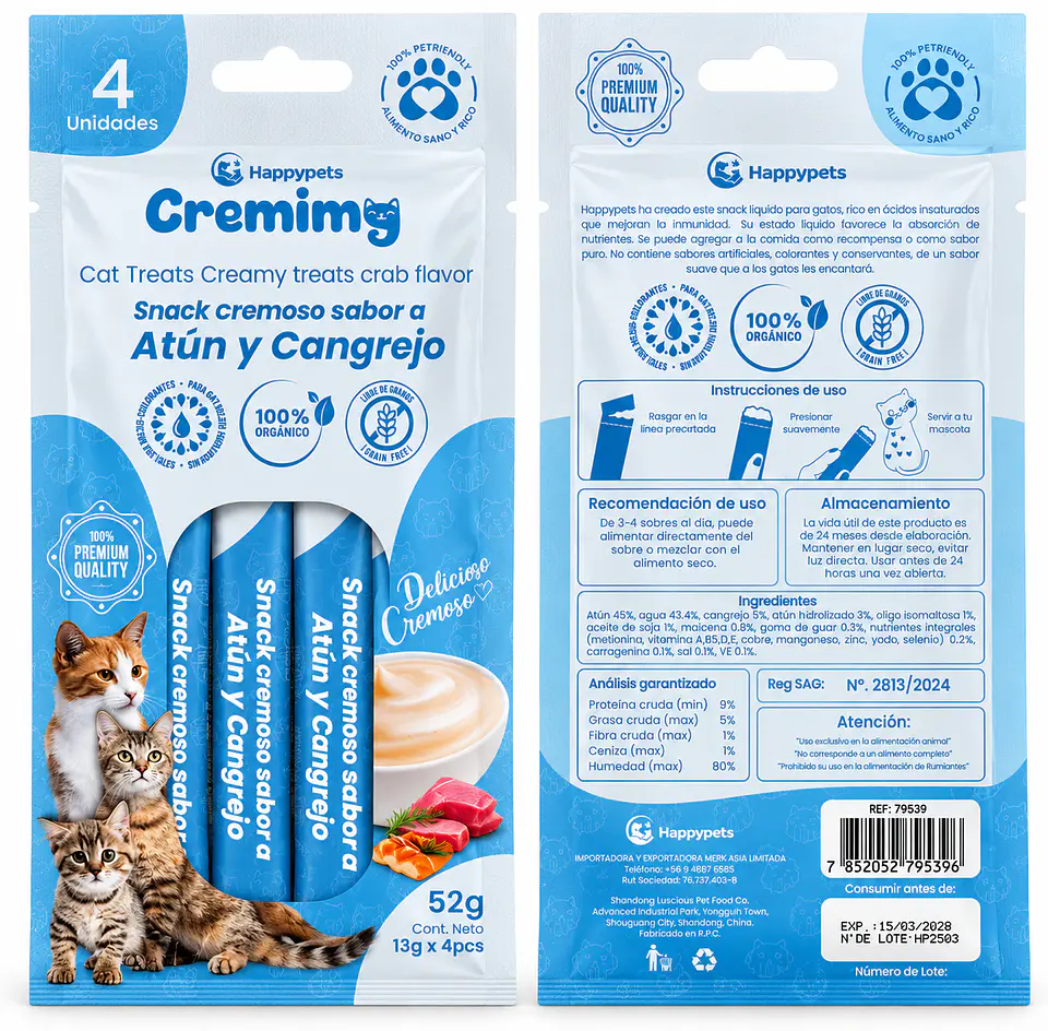 Snack Cremoso Atún y Cangrejo Sachet 4 unidades 1