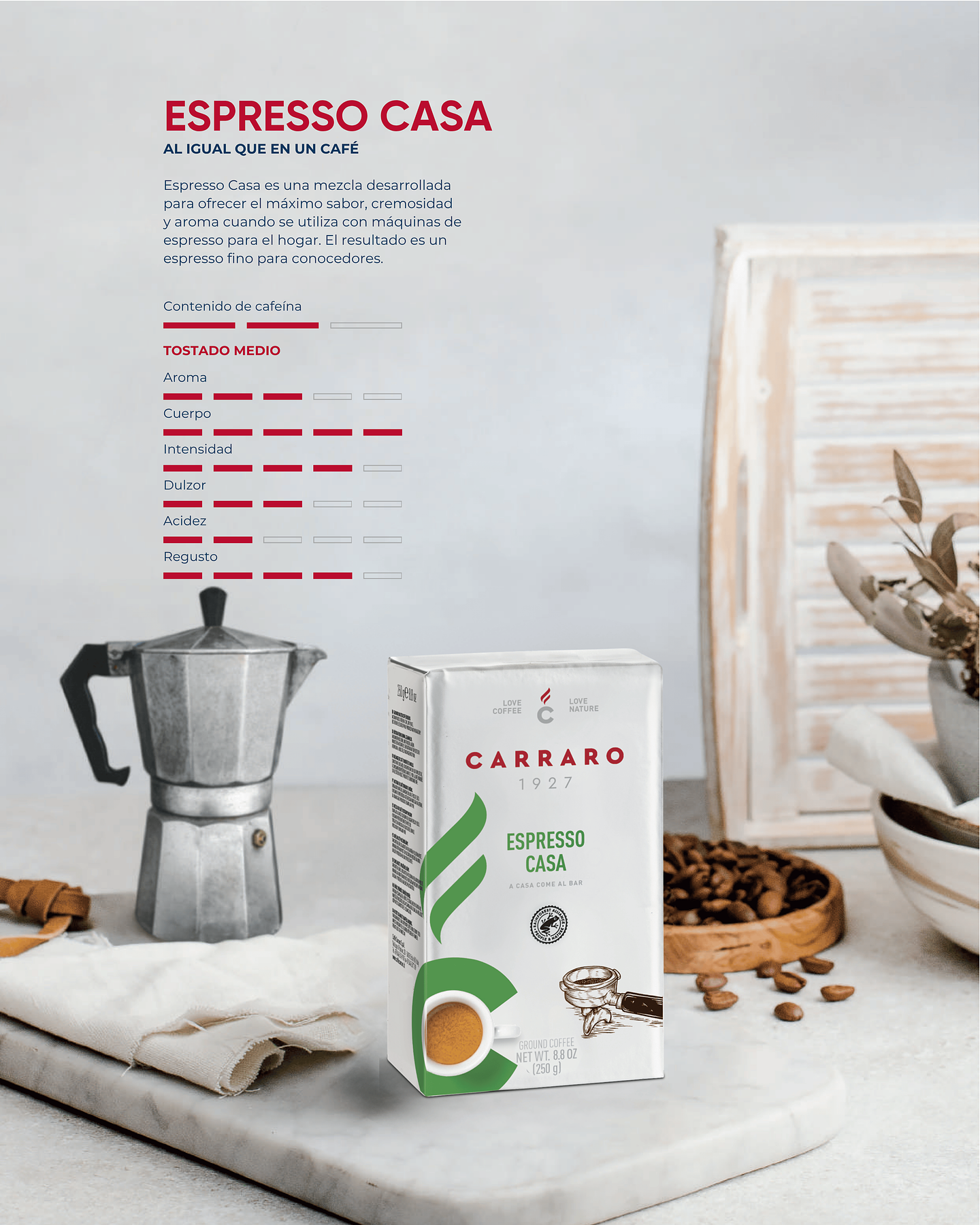 Café Molido Espresso Casa 250g Carraro 3