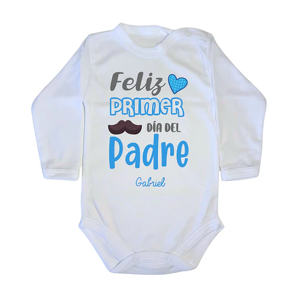 Body con frase: feliz primer día del padre letras celeste 