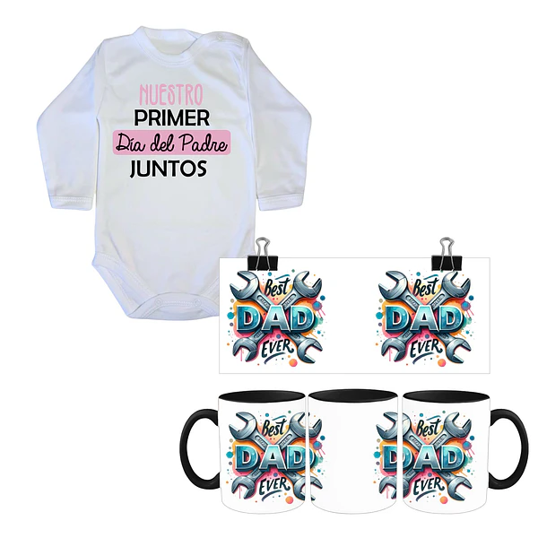 Pack tazón + body blanco niña