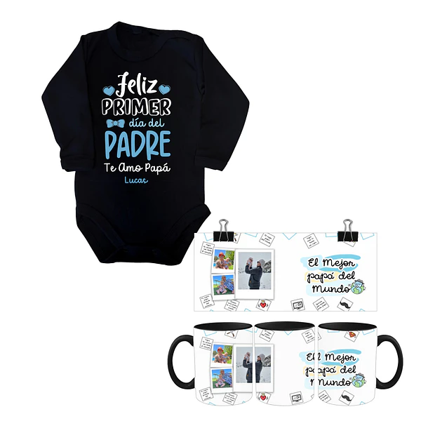 Pack tazón + body negro niño