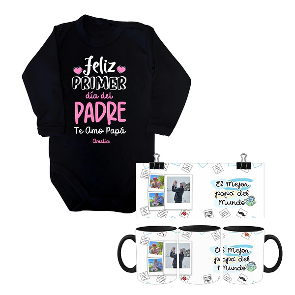 Pack tazón + body negro niña