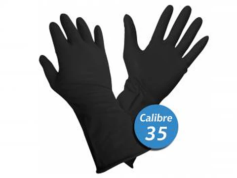 Guantes de caucho color negro Cal. 35 Par x 12 Unidades
