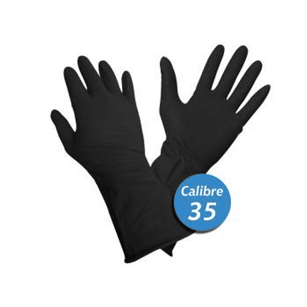 Guantes de caucho color negro Cal. 35 Par x 12 Unidades