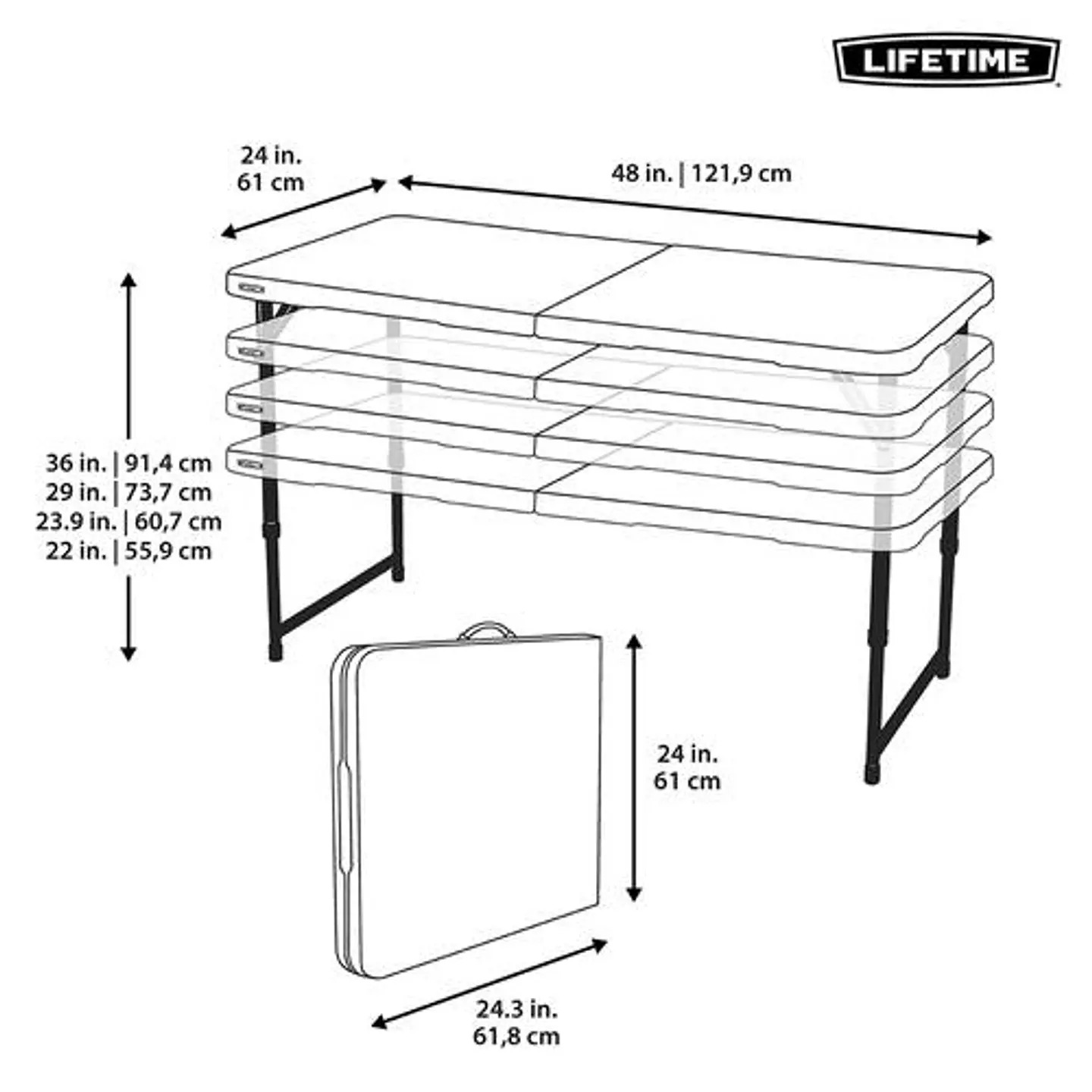 Lifetime Products Mesa Comercial Plegable a La Mitad 3