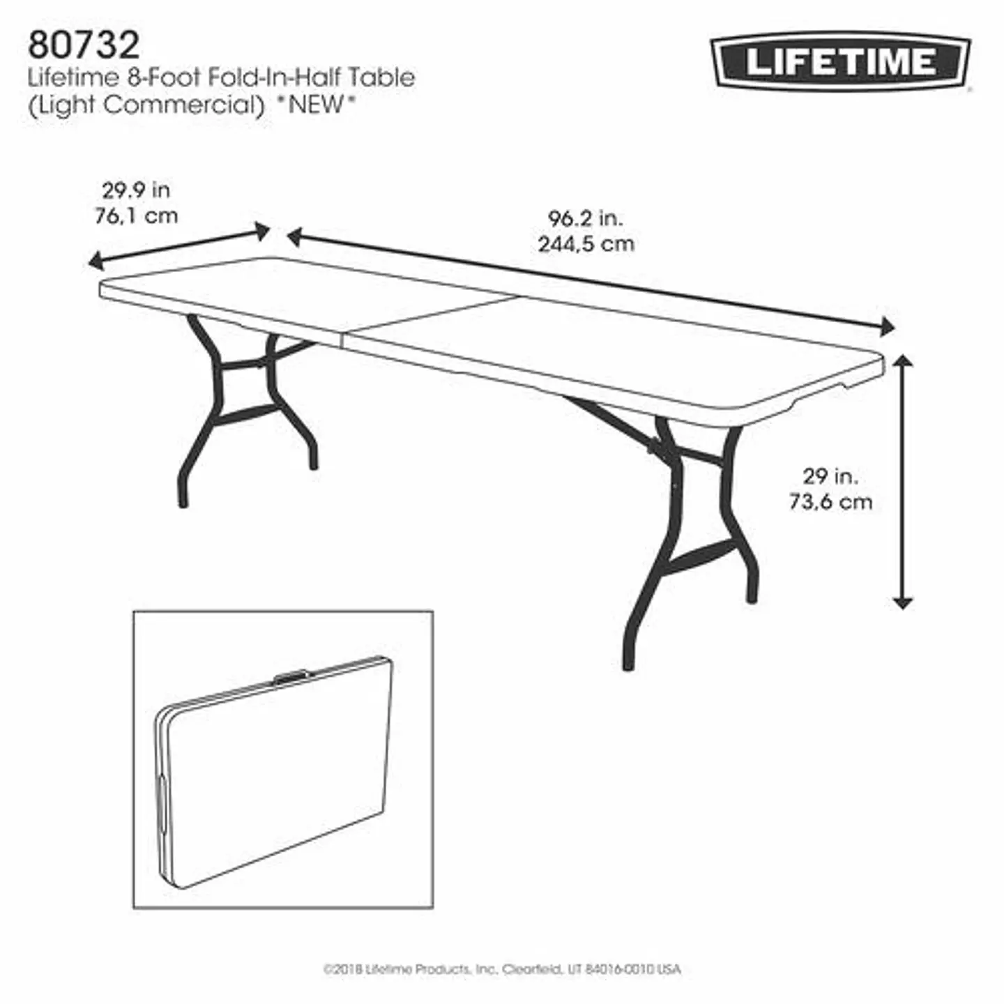 Lifetime Products Mesa Comercial Plegable de 243 cm 5