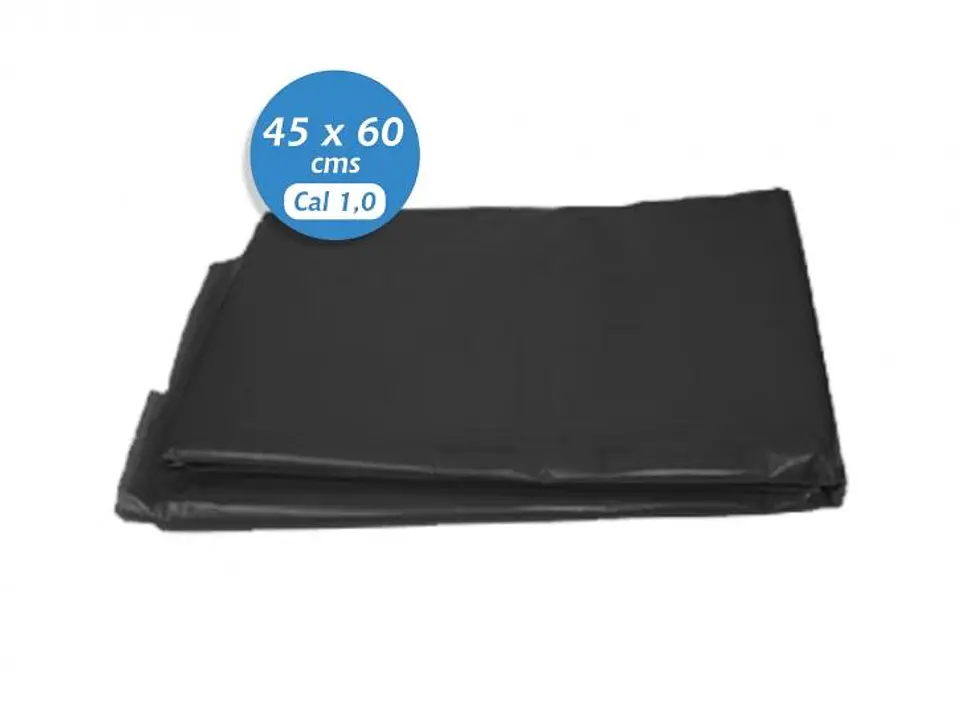 Bolsa plástica de 45 x 60 cms negra Cal 1,0 paquete por 10 Unds 1