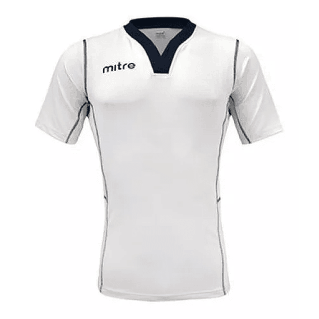 Camiseta Rugby Fit Hombre Mitre Blanco Azul marino