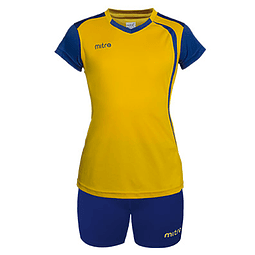 Uniforme Voleyball Mujer Mitre Amarillo Azulino