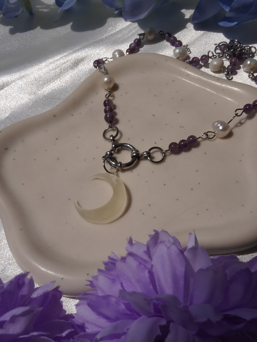 Collar Dots Luna plateado (dije intercambiable) 3