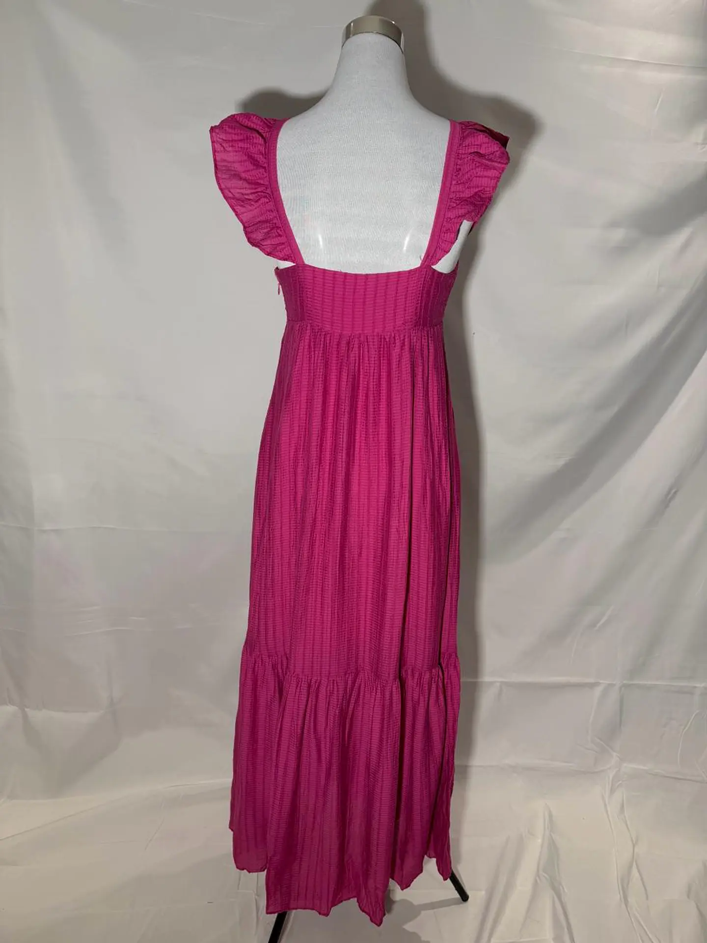 Vestido largo escote volante 3