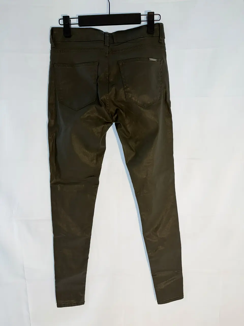 Jeans Skinny Encerados Verde Oliva Mango 3