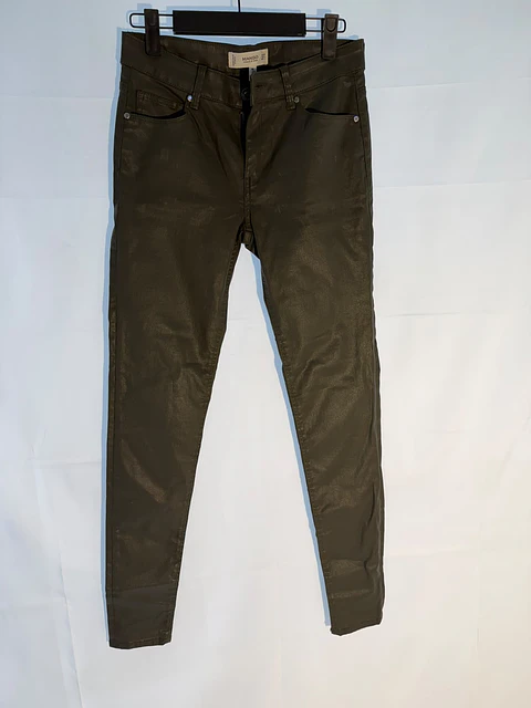 Jeans Skinny Encerados Verde Oliva Mango