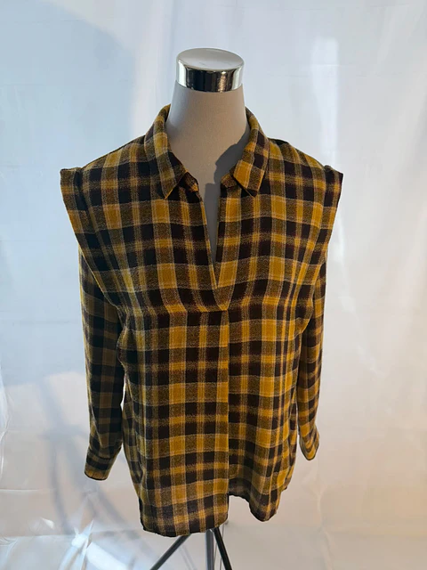 Sobrecamisa Oversize a Cuadros Mostaza Mango