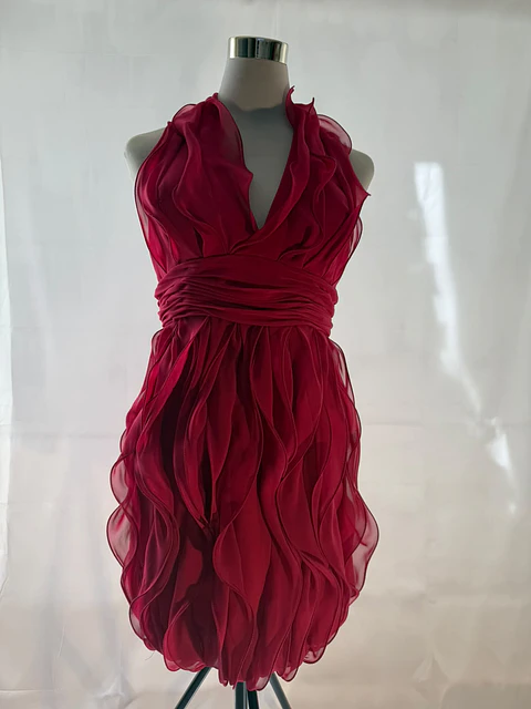 Vestido de Fiesta Fucsia con Volantes 3D Calvin Klein