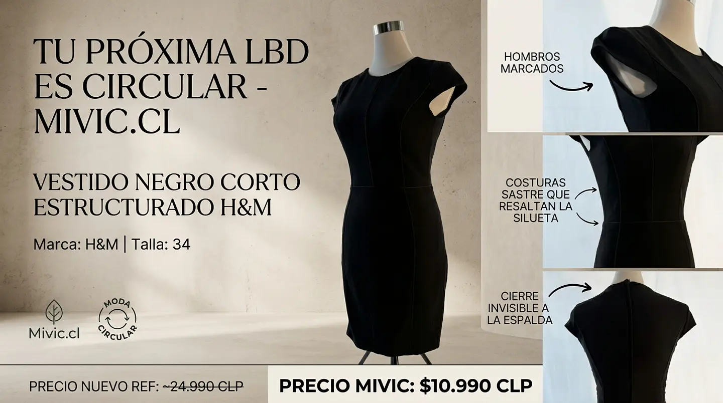 Vestido Negro Estructurado H&M (LBD) con Costuras Sastre 1