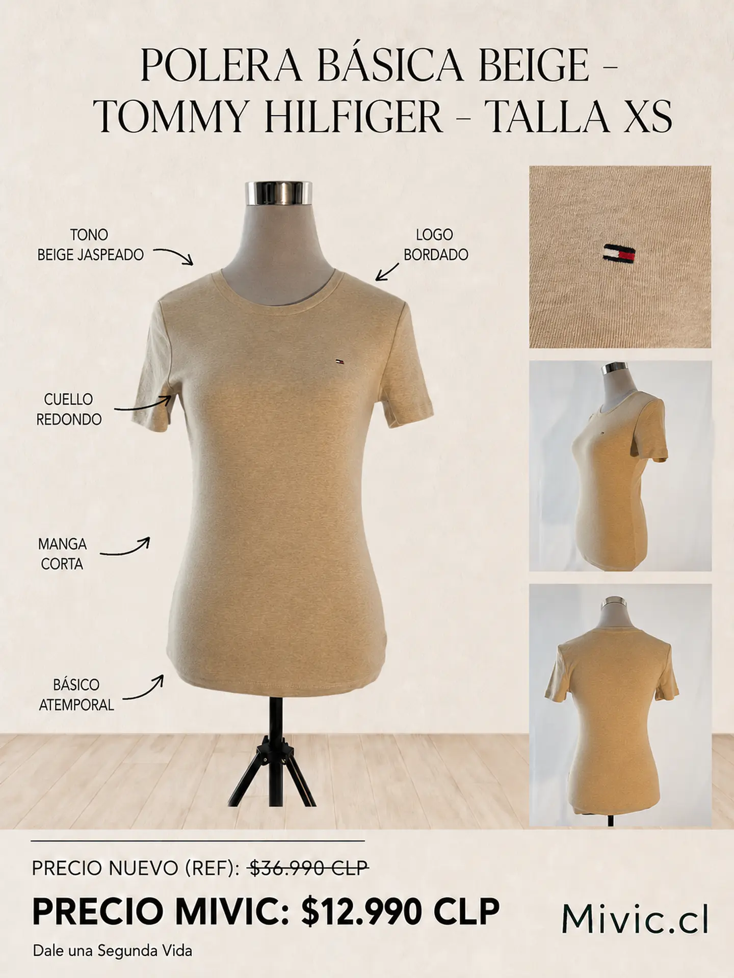 Polera Básica Beige Tommy Hilfiger 1