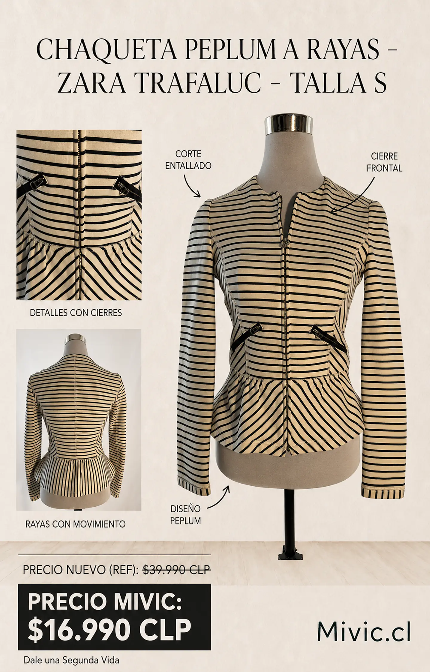 Chaqueta Peplum a Rayas Zara Trafaluc 1
