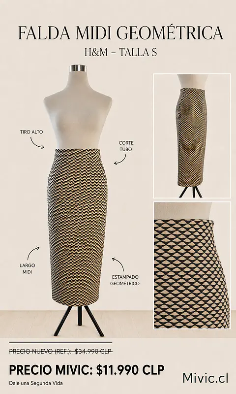 Falda Midi Estampado Geométrico H&M