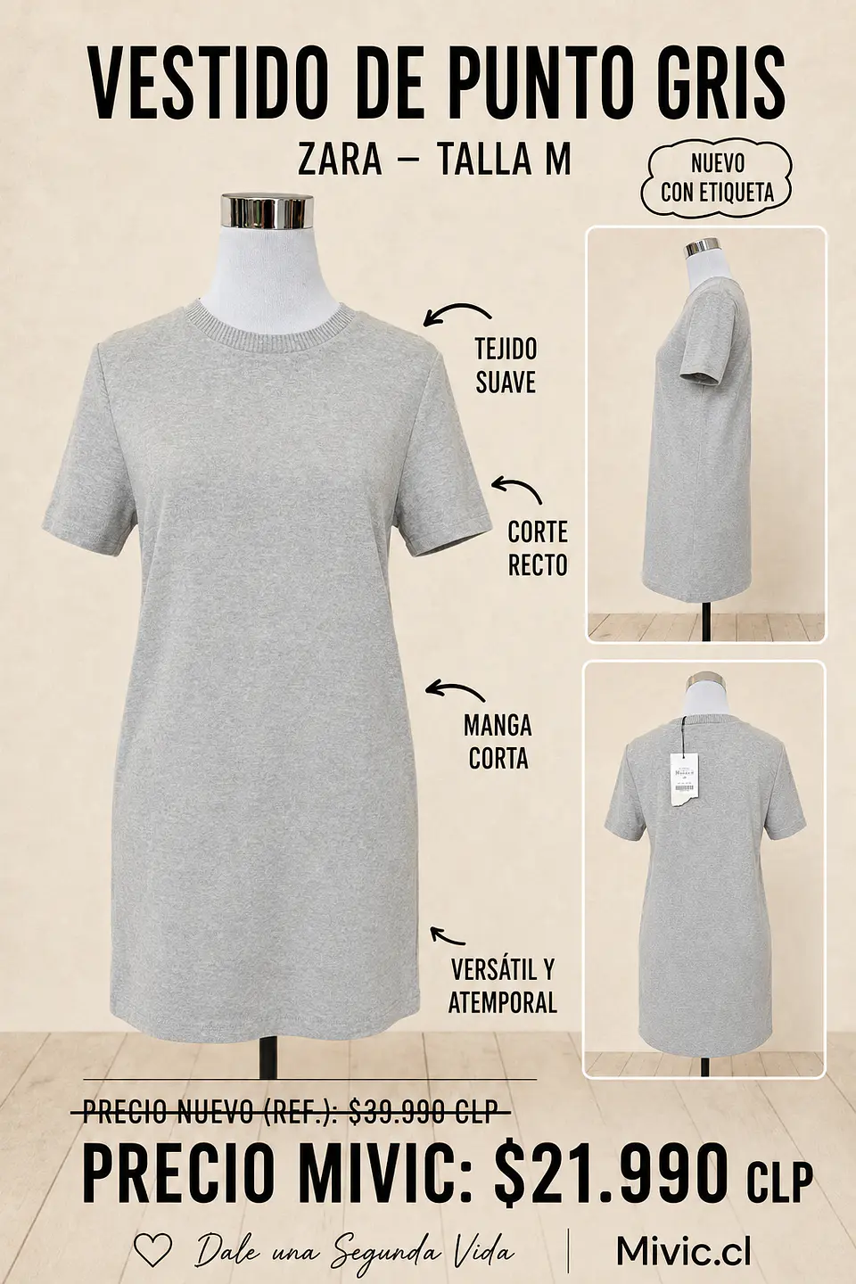 Vestido camiseta de punto Zara 1