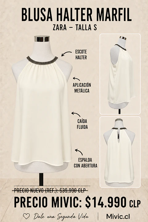Blusa halter marfil Zara