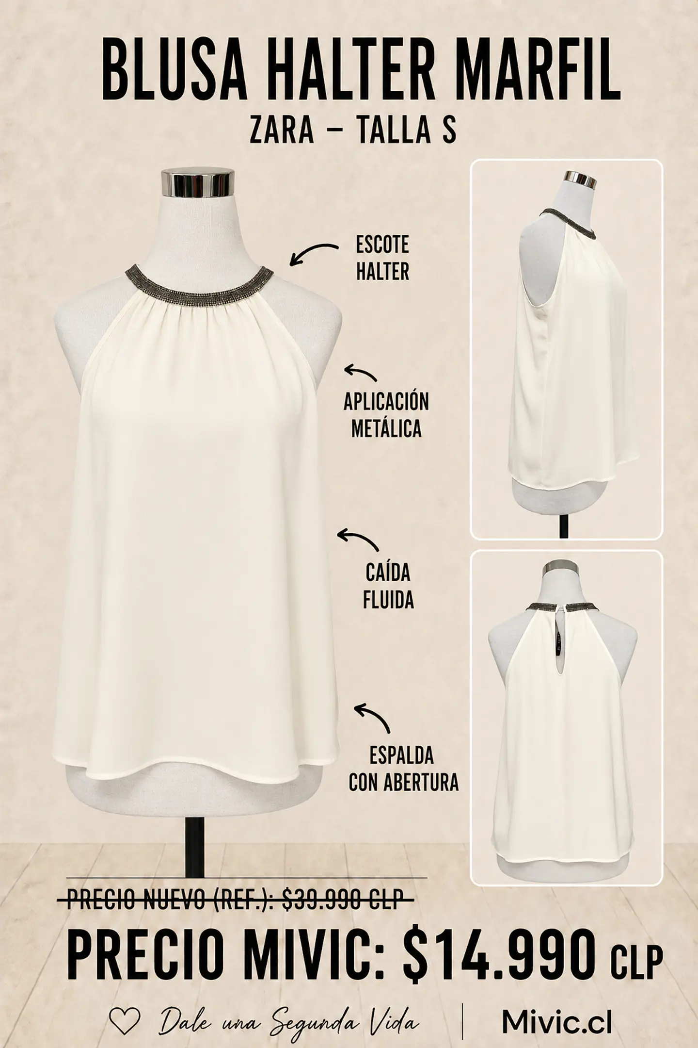 Blusa halter marfil Zara 1