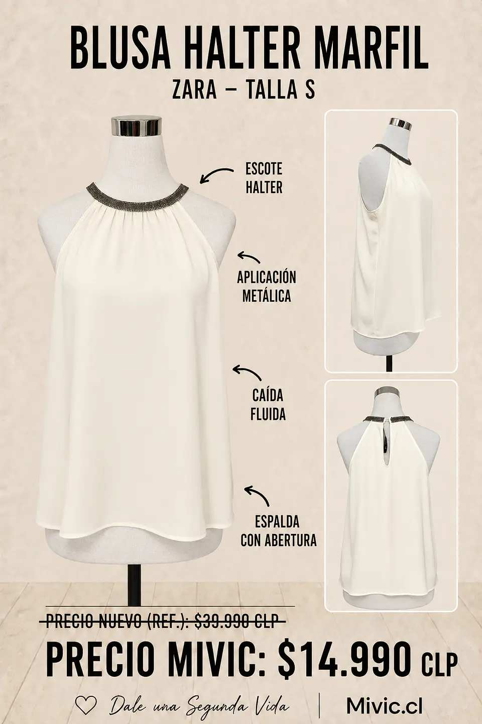 Blusa halter marfil Zara 1